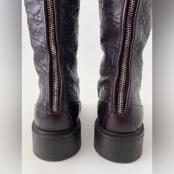 GUCCI | Brown Guccissima GG Logo Maud Leather Knee High Riding Boots EU 36.5 - Picture 9 of 12